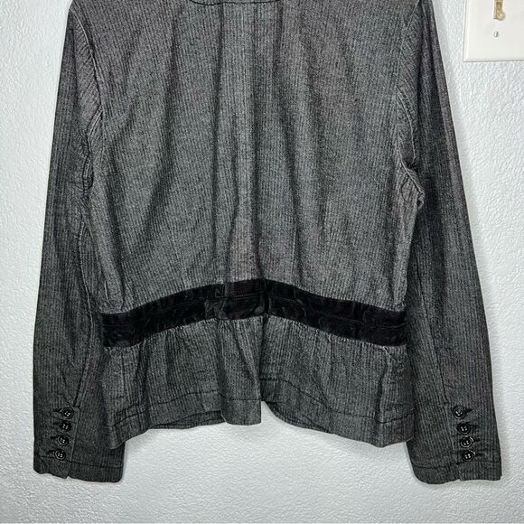 New! Chadwick’s Gray Denim Button Velvet Waistband Peplum Women Blazer Sz 16 - Picture 7 of 10
